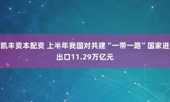 凯丰资本配资 上半年我国对共建“一带一路”国家进出口11.29万亿元